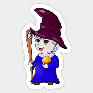 Chibi Wizard Cute Anime Magician Character Sticker